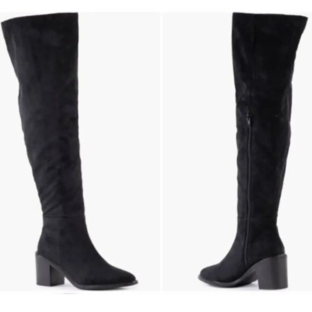 Seychelles‎ Women's Leather Boots Oer The Knee High Block Shoes Black Size 7